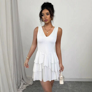 Zara Summer Low Cut Spaghetti Strap Ruffled Dress